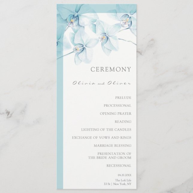 Programme Mariage d'orchidée bleu doux (Devant)