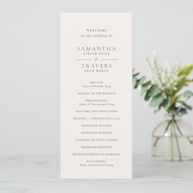 Programme Mariage élégant dans la forêt traditionnelle (Debout devant)
