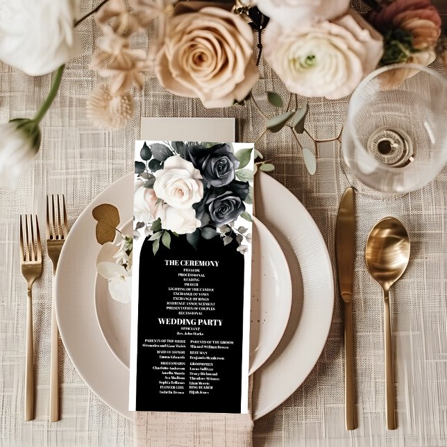 Programme Mariage Élégant Fleurs Noir et Blanc (Créateur téléchargé)
