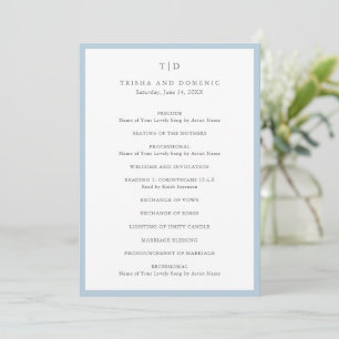 Programme Mariage élégant moderne avec monogramme en poudre