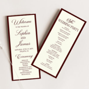 Programme Mariage Élégant Moderne Burgundy Foncé
