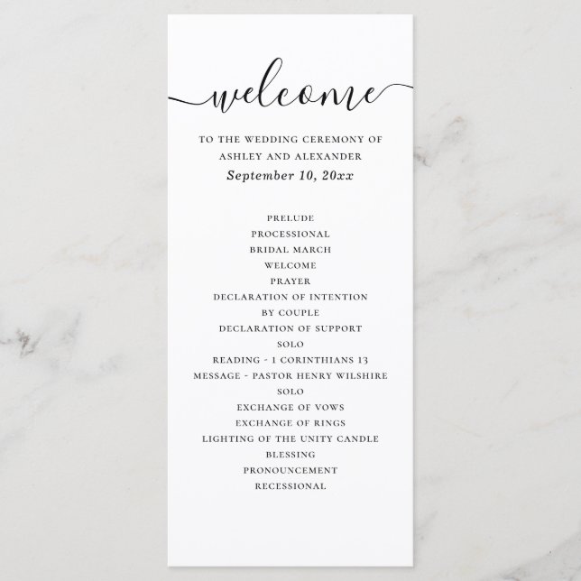 Programme Mariage Élégant Moderne | Cérémonie de Script Mini (Devant)