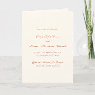 Programme Mariage Élégant Moderne Classique Terracotta