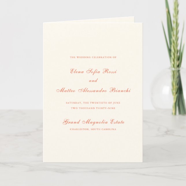 Programme Mariage Élégant Moderne Classique Terracotta (Devant)