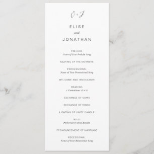 Programme Mariage élégant monogramme noir et blanc