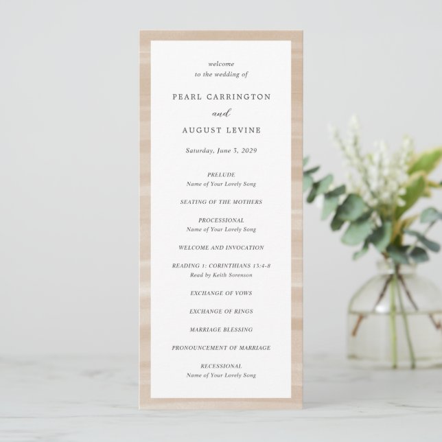 Programme Mariage Élégant Sable Chic Côté Mer (Debout devant)