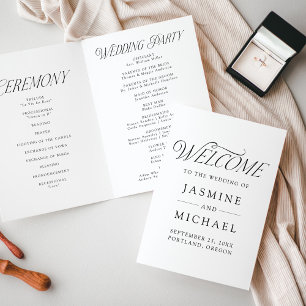 Programme Mariage Élégant Typographie Noir Moderne