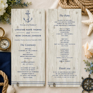 Programme Mariage en Bois Rustique Ancre de la Marine