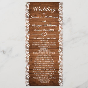 Programme Mariage en bois rustique et dentelle blanche