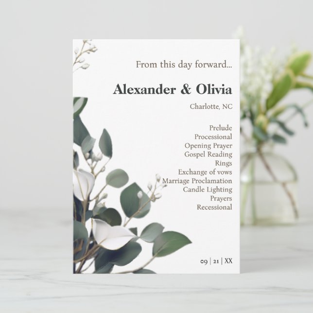 Programme Mariage Eucalyptus moderne (Debout devant)