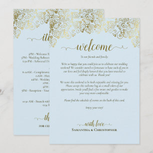Programme Mariage Fantaisie Bleu Pâle & Or : Bienvenue et Pr