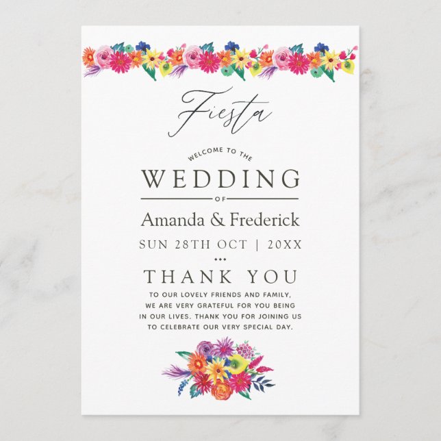 Programme Mariage Fête Florale Aquarelle (Devant)