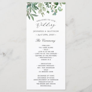 Programme Mariage Feuille de l'Eucalyptus vert