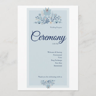 Programme Mariage Floral Bleu Poussiéreux 