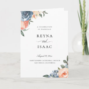 Programme Mariage floral botanique de Pêche bleu ardoise