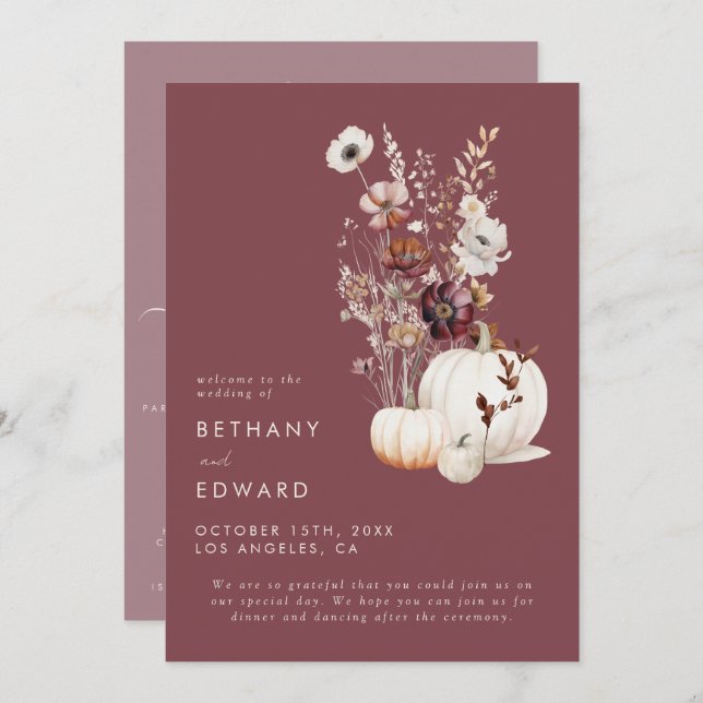 Programme Mariage floral d'automne lunaire (Devant / Derrière)