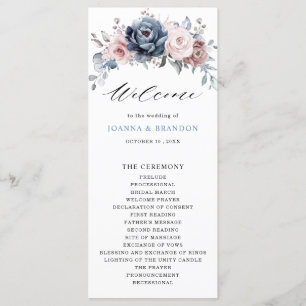 Programme Mariage floral de l'ardoise rose Rose bleu Dusty