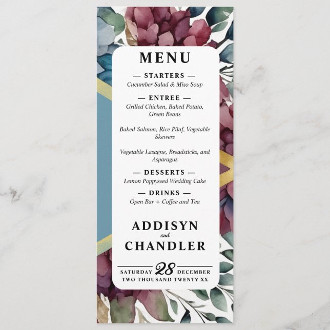 Programme Mariage floral élégant enchanté (Devant)