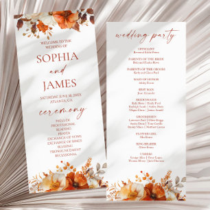 Programme Mariage Floral Élégant Rustique d'Automne