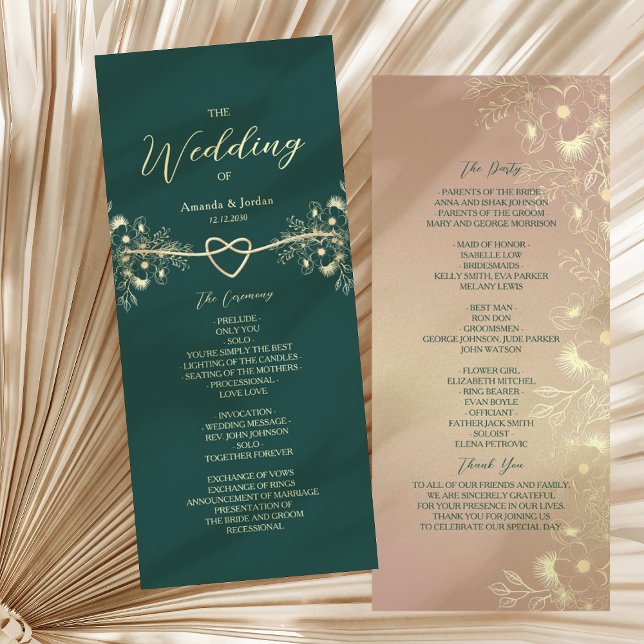 Programme Mariage Floral Emerald Green Gold (Créateur téléchargé)