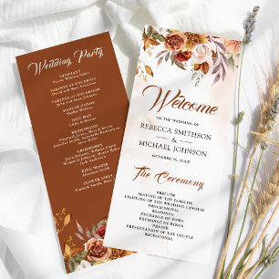 Programme Mariage Floral en Terracotta Bourguignon Rustique