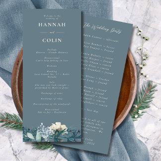 Programme Mariage floral gris bleu foncé hiver