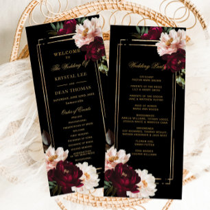 Programme Mariage floral noir noir foncé Moody Bourgogne