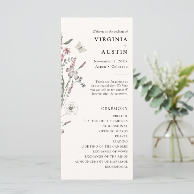 Programme Mariage Floral Pastel (Debout devant)