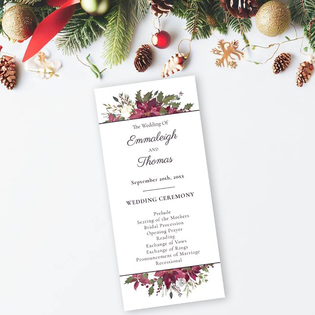 Programme Mariage floral Poinsettia | Rouge à carlet (Créateur téléchargé)