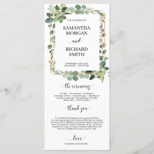 Programme Mariage géométrique vert succulent fleuri or