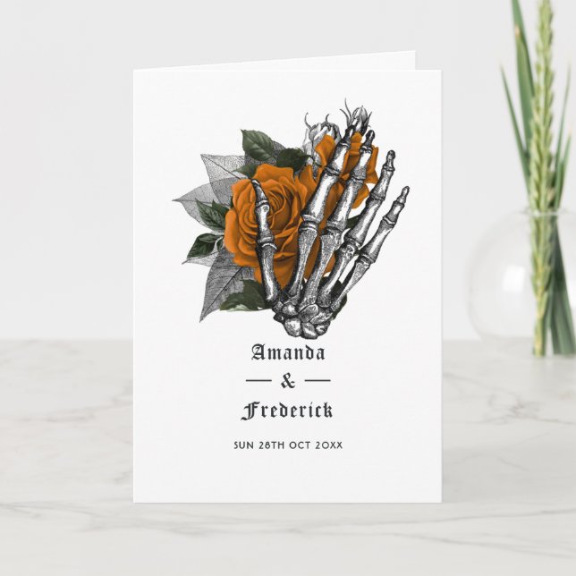 Programme Mariage gothique squelette floral orange (Devant)
