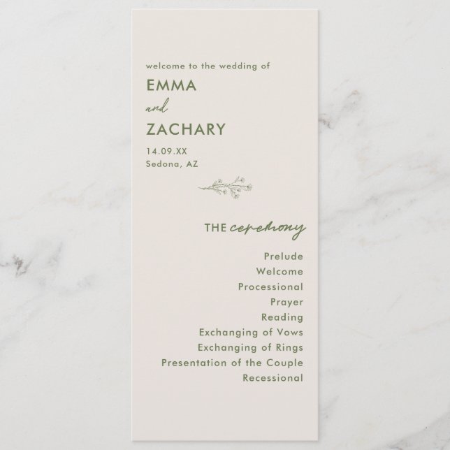 Programme Mariage gris moderne minimal (Devant)