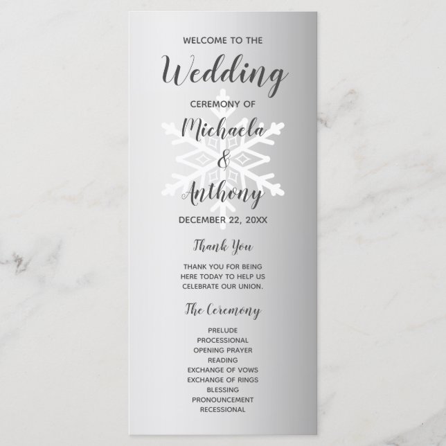 Programme Mariage hivernal Silver Ombre (Devant)