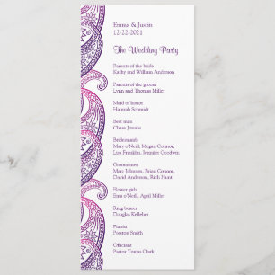 Programme Mariage indien traditionnel violet et rose
