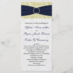Programme Mariage jaune de boucle de diamante de ruban de