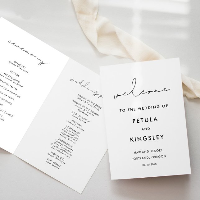Programme Mariage manuscrit minimaliste simple plié (Créateur téléchargé)