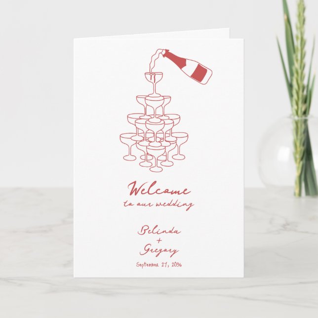 Programme Mariage Maroon tiré à la main Ordre de service (Devant)