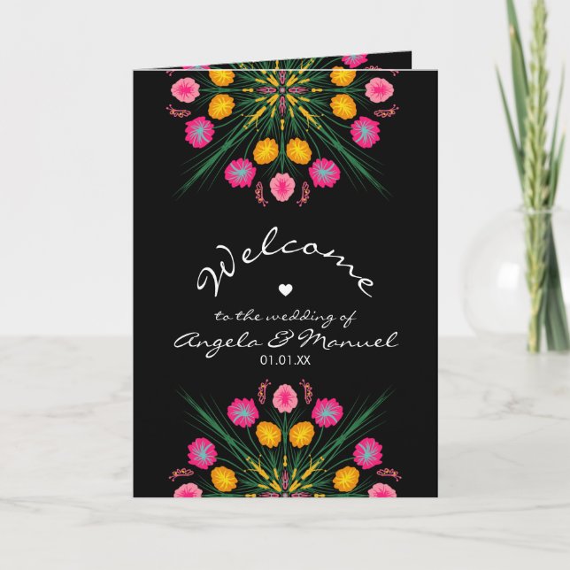 Programme Mariage mexicain Bienvenue papillon floral (Devant)