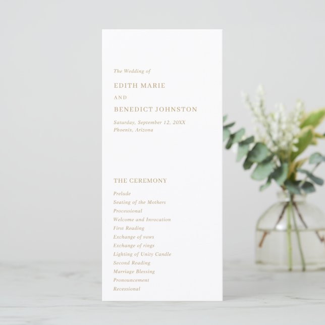 Programme Mariage minimaliste Gold Modern (Debout devant)