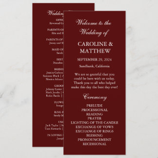 Programme Mariage minimaliste moderne Bohème Bourgogne