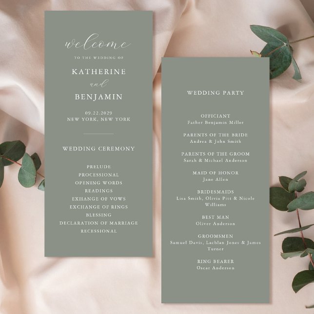 Programme Mariage minimaliste moderne Sage Green (Créateur téléchargé)