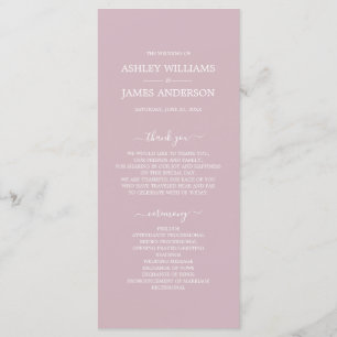 Programme Mariage minimaliste simple Pastel Purple Script Ch