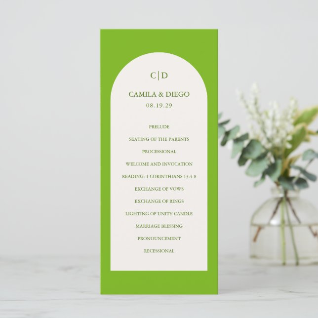 Programme Mariage moderne Camila Green Arch (Debout devant)
