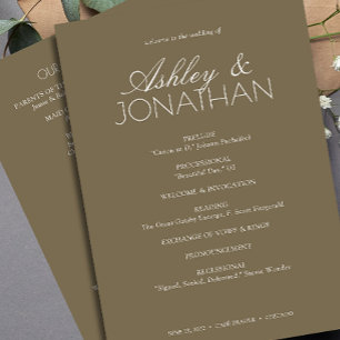 Programme Mariage moderne centré sur la typographie