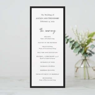 Programme Mariage Moderne Élégant en Noir et Blanc