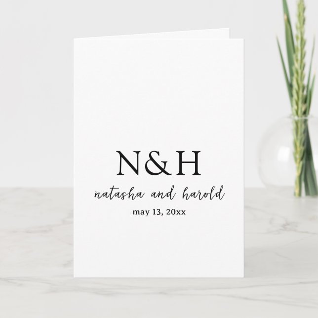 Programme Mariage Moderne Monogramme Gras Noir et Blanc (Devant)
