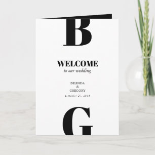 Programme Mariage moderne noir et blanc Ordre du service