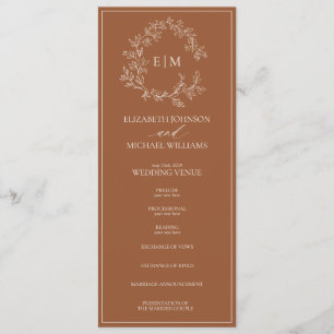 Programme Mariage Monogramme en terre cuite moderne