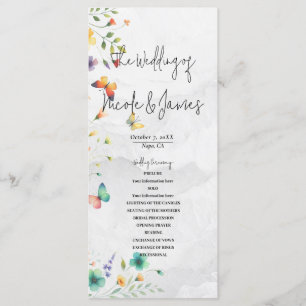 Programme Mariage Papillon Floral Aquarelle Coloré