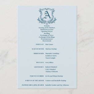 Programme Mariage Pastel Blue Leaf et Floral Monogram